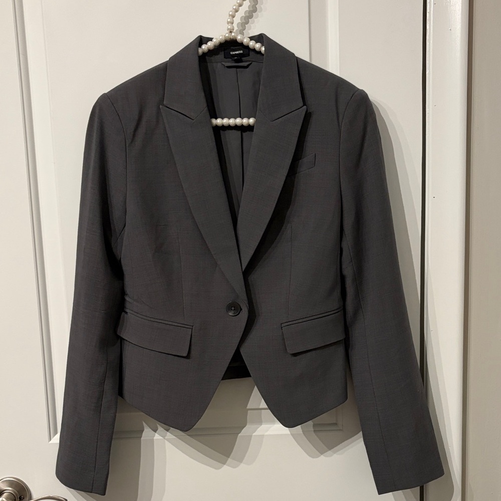 Express Women's Dark Gray Single-Button Blazer